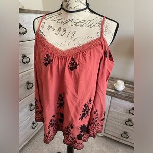 Cold shoulder embroidered blouse
